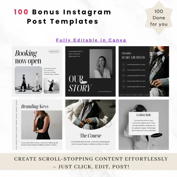Product image of an Instagram Digital Planner with editable Canva templates for planning posts, reels, and stories.