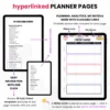 Product image of a Social Media Planner available in both digital and printable formats, featuring content calendars and strategy sections.