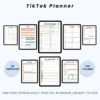 Product image of a TikTok Planner with sections for video planning, posting schedule, and content strategy.