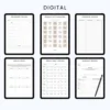 Product image of a wellness planner with pages for self-care routines, mental health tracking, habits, and wellness goals.