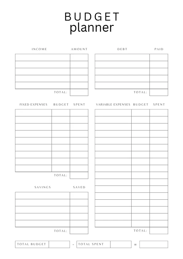 budget-planner budget planner printable
