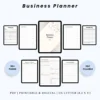 Product image of a business planner with pages for goal setting, finances, marketing plans, and daily operations.