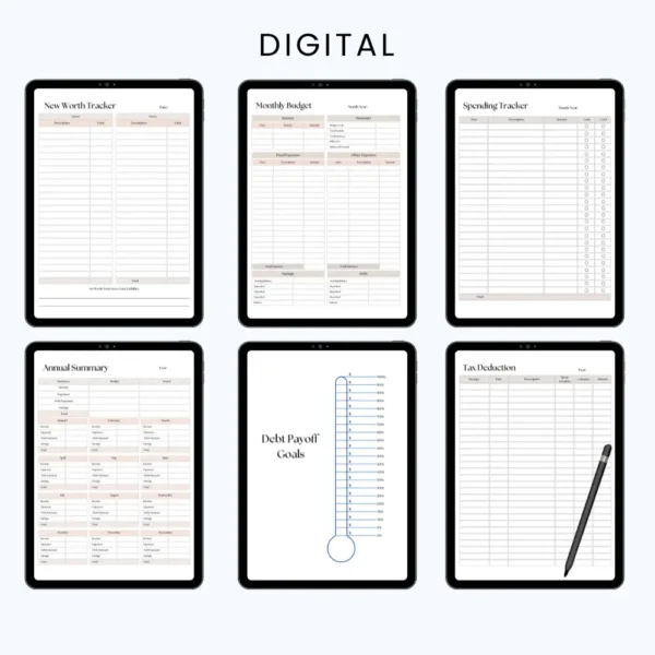 Product image of a business planner with pages for goal setting, finances, marketing plans, and daily operations.