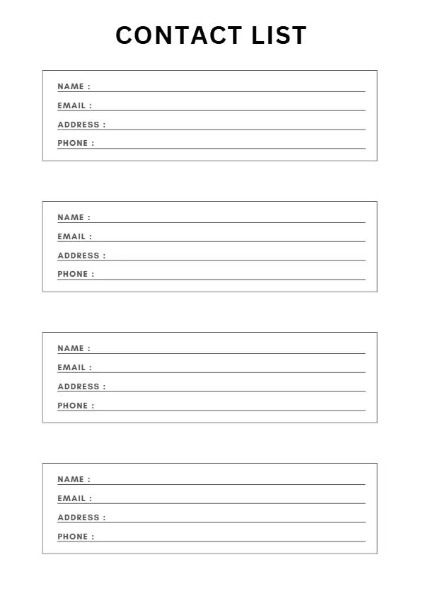 contacts-list contact list printable