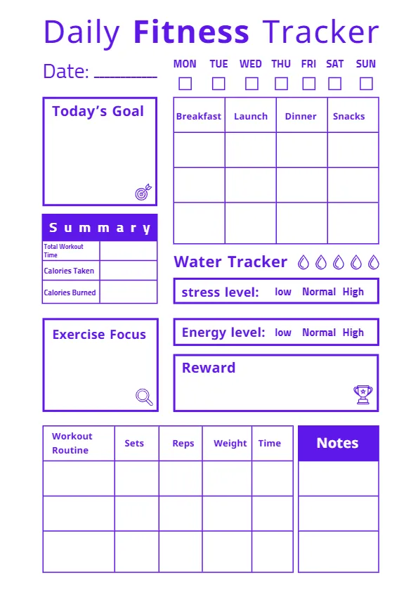 daily-fitness-tracker daily fitness tracker printable