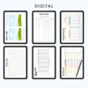 Product image of a fitness planner with pages for workout tracking, goal setting, meal planning, and progress monitoring.