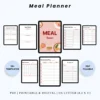 Product image of a meal planner with pages for weekly menus, grocery lists, and nutrition tracking.
