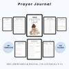 Product image of a prayer journal with pages for daily prayers, gratitude, scripture reflections, and spiritual growth tracking.