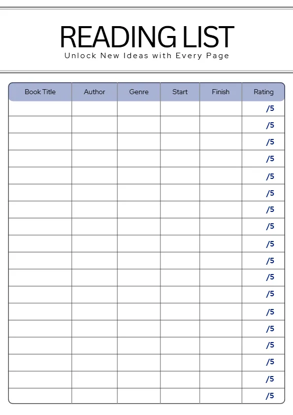 reading-list reading list printable