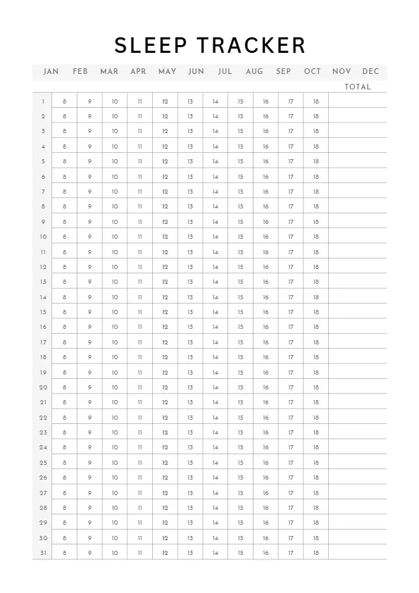 sleep-tracker sleep tracker printable
