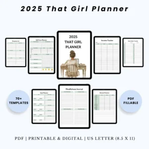 Product image of That Girl Planner with pages for routines, wellness, productivity, and daily self-improvement tracking.