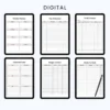 Product image of a life planner template with pages for goals, routines, habits, finances, and overall organization.