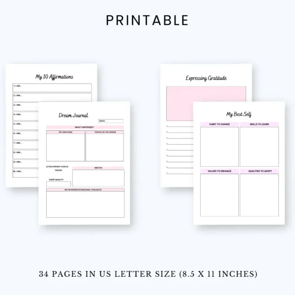 Product image of a vision board planner with pages for goal visualization, inspiration collages, and intention setting.
