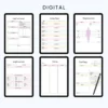 Product image of a weight loss planner with pages for meal tracking, fitness goals, progress charts, and daily habits.