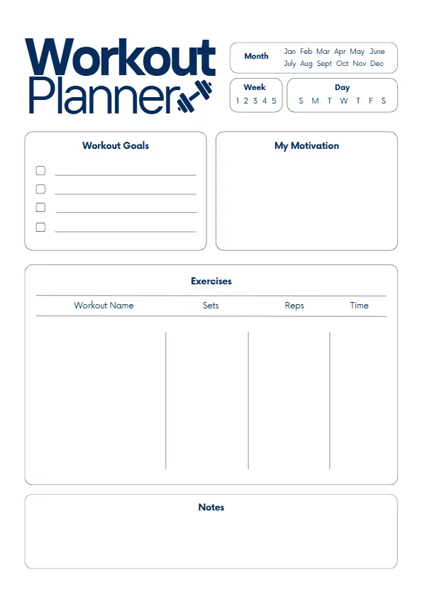 workout-planner workout planner printable