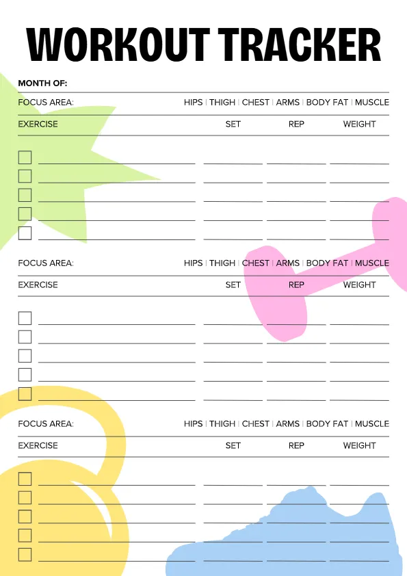 workout-tracker workout tracker printable